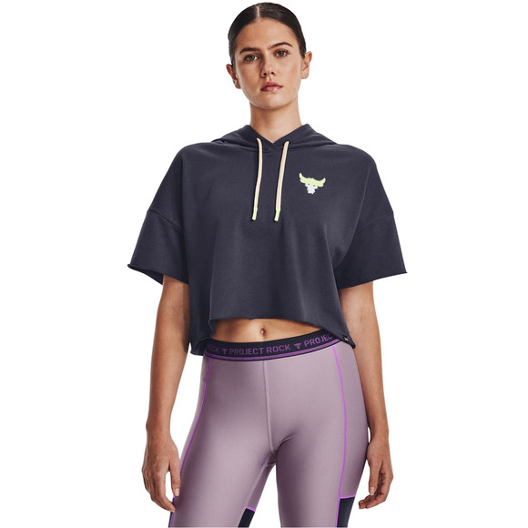 Under Armour Women's Project Rock Rival Terry Short Sleeve Hoodie Size XL NWT - Picture 4 of 6